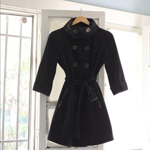 Tulle 3/4 Sleeve Dbl-Breasted Black Light Peacoat
